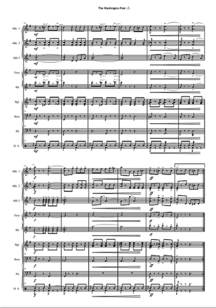 The Washington Post, John Philip Sousa, Gottfried Hummel, Akkordeonorchester, Marsch, leicht-mittelschwer, ​mit Easy-Stimme, Akkordeon Noten, The Washington Post March