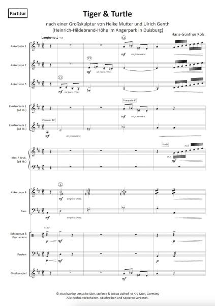 Tiger & Turtle, Hans-Günther Kölz, Akkordeon-Orchester, Filmmusik, Originalkomposition, Originalmusik, Landmarke, Kunstwerk, begehbare Achterbahn, Halde, Ruhrgebiet, schwer, Akkordeon Noten, Beispielseite
