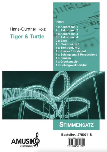 Tiger & Turtle, Hans-Günther Kölz, Akkordeon-Orchester, Filmmusik, Originalkomposition, Originalmusik, Landmarke, Kunstwerk, begehbare Achterbahn, Halde, Ruhrgebiet, schwer, Akkordeon Noten, Stimmensatzdeckblatt