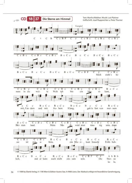 Tiroler Abend, Peter Thurner, Steirische Harmonika, Griffschrift, Spielheft, Soloband, 18 bekannte Hits, Volkstänze, Plattler, leicht, ​inkl. Audio-CD, Harmonika Noten, Notenbeispiel