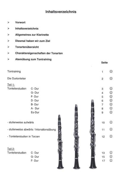 Tonleitern und Dreiklänge für Klarinette, Siegfried Pfeifer, Prüfungsvorbereitung, D-Lehrgang, Dur-Tonleitern, Durdreiklänge, Einzelunterricht, Gruppenunterricht, Tonleiterübungen, Tonleiterstudien, Etüden, leicht-mittelschwer, praxisorientiert, Klarinett