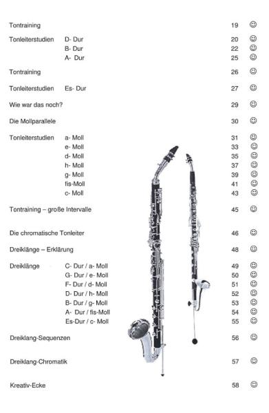Tonleitern und Dreiklänge für Klarinette, Siegfried Pfeifer, Prüfungsvorbereitung, D-Lehrgang, Dur-Tonleitern, Durdreiklänge, Einzelunterricht, Gruppenunterricht, Tonleiterübungen, Tonleiterstudien, Etüden, leicht-mittelschwer, praxisorientiert, Klarinett