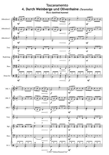 Toscanamento - Reisebilder einer Traumregion, Gottfried Hummel, Akkordeon-Orchester, Urlaubsimpressionen, Easystimme, Kiddystimme, mittelschwer, Akkordeon Noten, Originalkomposition, Originalmusik, Demoseite