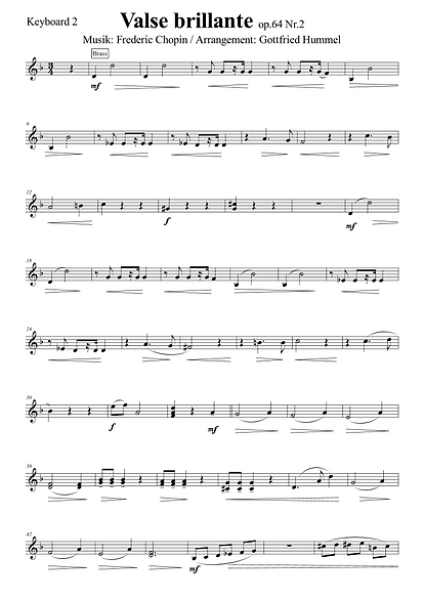 Valse brillante, Frédéric Chopin, Gottfried Hummel, Akkordeonorchester, Klavierwalzer, ​3/4 Takt, Walzernoten, leicht-mittelschwer, Akkordeon Noten