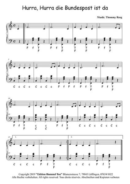 Volltreffer Band 1, Thommy Reeg, Akkordeon-Solo, Standardbass MII, Spielheft, Soloband, sehr leicht, Anfänger, erste Spielstücke, 3-Tonraum, 5-Tonraum, Akkordeonunterricht, Akkordeon Noten, Akkordeon spielen lernen, Einblick in die Noten
