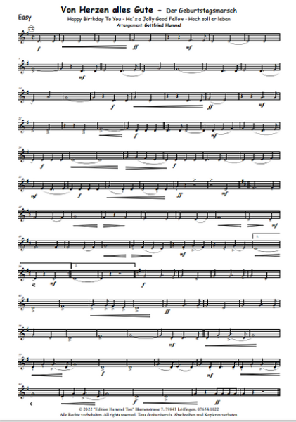 Von Herzen alles Gute - Der Geburtstagsmarsch, Probeseite, Gottfried Hummel, Akkordeon-Orchester, Medley, Potpourri, Geburtstagslieder, Ständchen, leicht-mittelschwer, mit Easy-Stimme, Akkordeon Noten