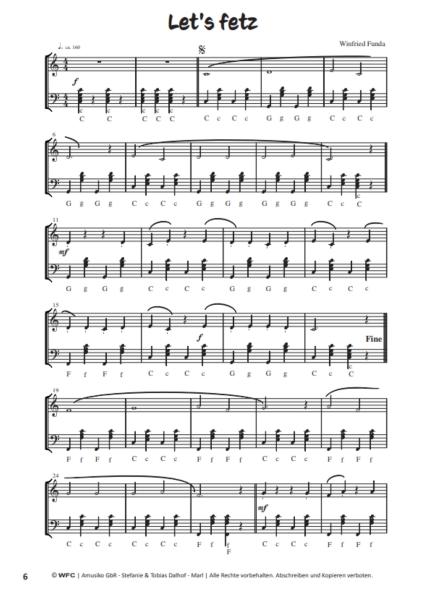 Akkordeon Stücke, Winfried Funda, Akkordeon-Solo, Standardbass MII, 2. Stimme ad lib., Duo, Duett, sehr leicht, Spielheft, Soloband, Akkordeon Noten, Probeseite