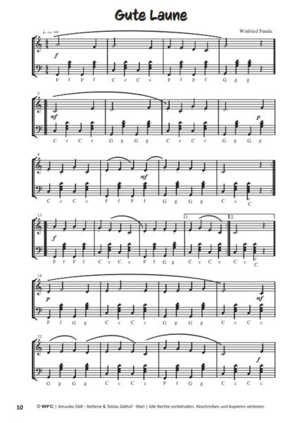 Akkordeon Stücke, Winfried Funda, Akkordeon-Solo, Standardbass MII, 2. Stimme ad lib., Duo, Duett, sehr leicht, Spielheft, Soloband, Akkordeon Noten, Beispielseite