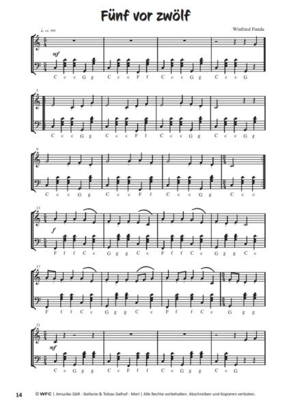 Akkordeon Stücke, Winfried Funda, Akkordeon-Solo, Standardbass MII, 2. Stimme ad lib., Duo, Duett, sehr leicht, Spielheft, Soloband, Akkordeon Noten, Blick in die Noten