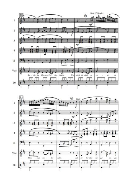 Früh links erwachen, Winfried Funda, Medley. Akkordeon-Orchester, ​es darf mitgesungen werden, mittelschwer, Akkordeon Noten, Blick in die Noten