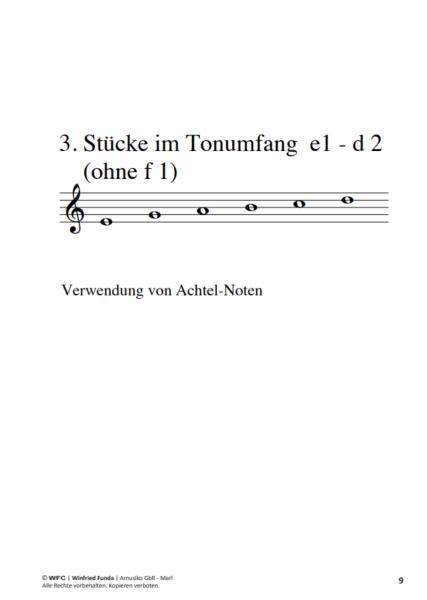 Musaik 1, Winfried Funda, Instrumente in C-Stimmung, Querflöte, Oboe, Geige, Spielheft, Soloband, Anfänger, Einsteiger, Musizieren lernen, mit Online-Audio, sehr leicht-leicht, Originalkompositionen, Originalmusik, Noten für C-Instrumente, Probeseite
