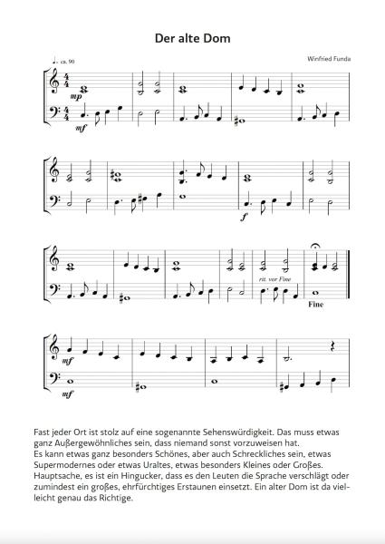 Daheim und unterwegs, Winfried Funda, Klavier-Solo, Piano-Solo, Spielheft, Soloband, musikalische Streifzüge, 6 Klavierstücke, leicht, Klavier Noten, Originalkompositionen, Originalmusik, Klavier spielen lernen, Notenbeispiel