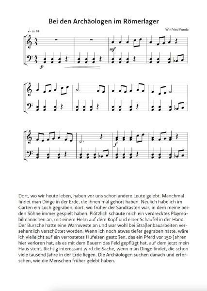 Daheim und unterwegs, Winfried Funda, Klavier-Solo, Piano-Solo, Spielheft, Soloband, musikalische Streifzüge, 6 Klavierstücke, leicht, Klavier Noten, Originalkompositionen, Originalmusik, Klavier spielen lernen, Beispielseite