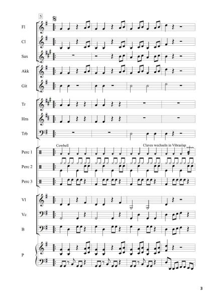 Cha-Cha Cucaracha, Winfried Funda, Kunterbuntes Orchester, Originalkomposition, inkl. Online-Audio, leicht, Noten für Schulorchester, Beispielseite