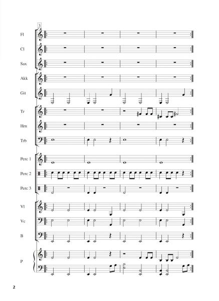 Expedition zu fernen Sternen, Winfried Funda, Kunterbuntes Orchester, Originalkomposition, inkl. Online-Audio, leicht, Noten für Schulorchester, Beispielseite