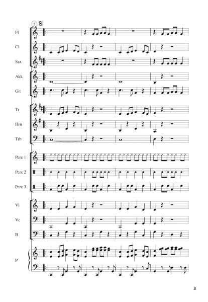 Schoko-Cha-Cha, Winfried Funda, Kunterbuntes Orchester, inkl. Online-Audio, leicht, Noten für Schulorchester, Blick in die Partitur