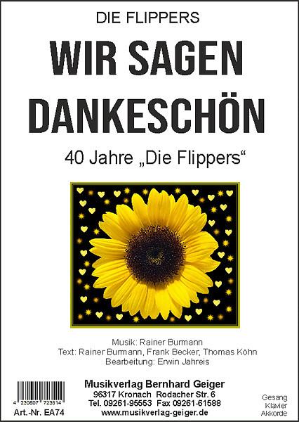 Wir sagen Dankeschön, Die Flippers, Rainer Burmann, Erwin Jahreis, Einzelausgabe, Klavier, Gesang, Akkorde, mittelschwer, Klavier Noten, Cover