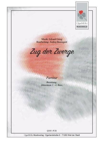 Zug der Zwerge, Edvard Grieg, Andrej Baumgard, Akkordeon-Orchester, mittelschwer, Akkordeon Noten, Cover