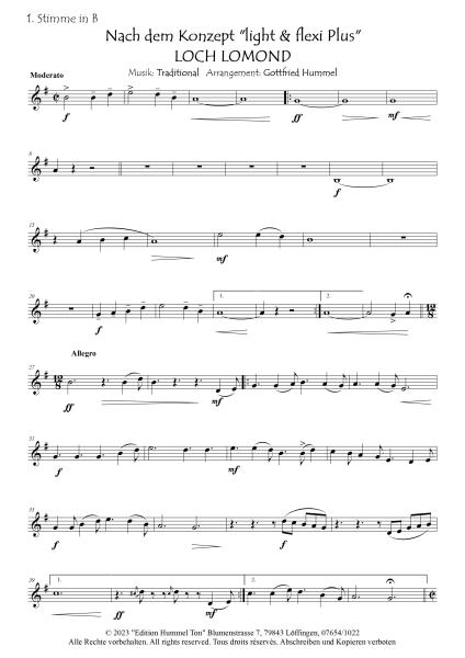 Loch Lomond, Gottfried Hummel, Akkordeon-Orchester, Air, Scottish Traditional, alte schottische Melodie, gälische Folklore, leicht-mittelschwer, Easy-Stimme, Akkordeon Noten, Notenbeispiel