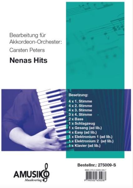 Nenas Hits, Nena, Carsten Peters, Medley für Akkordeonorchester, Potpourri, mittelschwer, Akkordeon Noten, Rock und Pop, Uwe Fahrenkrog-Petersen, Rolf Brendel, Carlo Karges