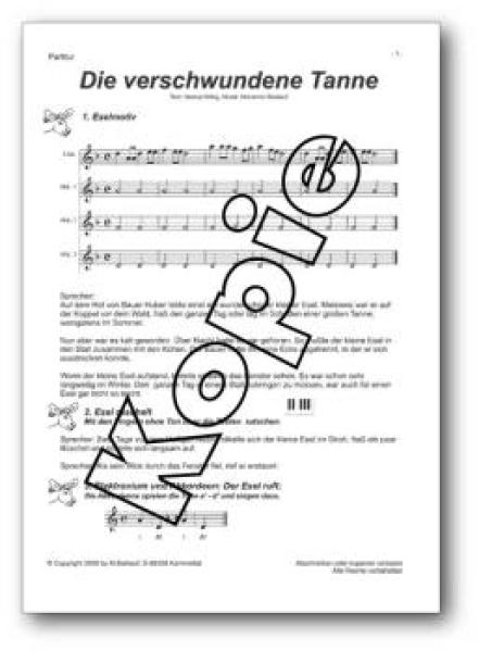 Die verschwundene Tanne, Marianne Baldauf, Akkordeon-Schülerorchester, Weihnachtsmusical, leicht, erste Orchesererfahrungen, Akkordeon Noten