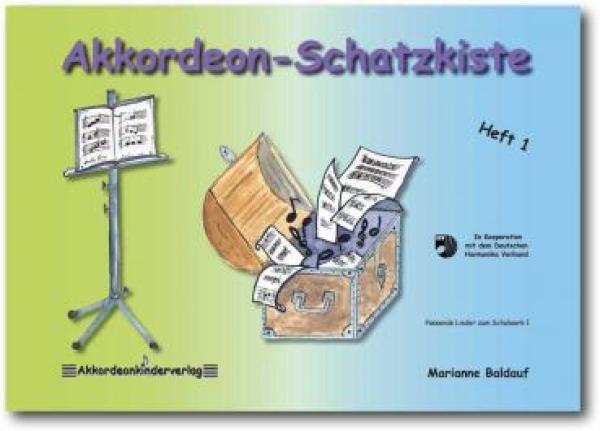 Akkordeon-Schatzkiste 1, Marianne Baldauf, Akkordeon-Solo, Standardbass MII, Spielheft, Soloband, sehr leicht, Anfänger, Vortragsstücke, Akkordeon Noten