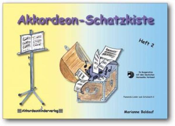 Akkordeon-Schatzkiste 2, Marianne Baldauf, Akkordeon-Solo, Standardbass MII, Spielheft, Soloband, sehr leicht, Anfänger, Vortragsstücke, Akkordeon Noten