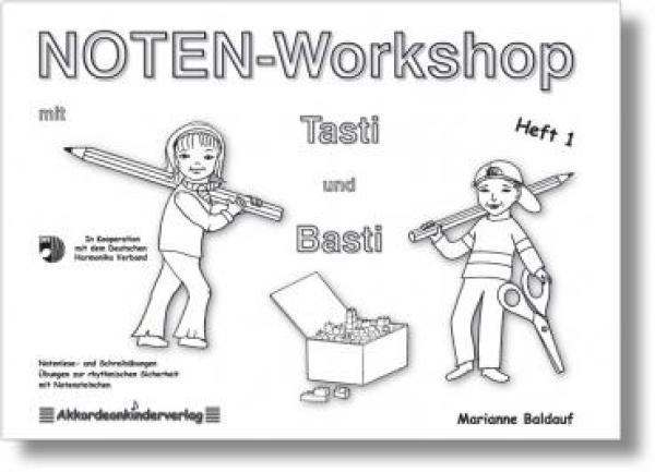 NOTEN-Workshop 1, Marianne Baldauf, Übungsheft für Akkordeon, spielerisch Noten lernen, Rhythmusspiele, sehr leicht, Akkordeon Noten