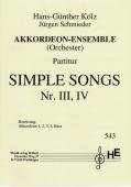 Simple Songs Nr. III, IV, Hans-Günther Kölz, Jürgen Schmieder, Akkordeon-Ensemble, Akkordeon-Orchester, Originalkomposition, Originalmusik, Wertungsstück, Wettbewerbsliteratur, mittelschwer, Mittelstufe, Akkordeon Noten