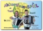 Akkordeon-Spiel mit Tasti und Basti im Notenparadies 2, Marianne Baldauf, Schulwerk für Akkordeon, Akkordeonschule, Piano-Akkordeon, C-Griff Knopf, B-Griff Knopf, sehr leicht, Akkordeonspielen lernen, Anfänger, Akkordeon Noten